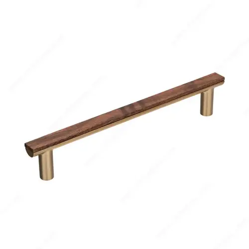 Modern Metal and Wood Pull - 1350 Walnut / Honey Gold Modern Metal and Wood Pull - 1350 Walnut / Honey Gold