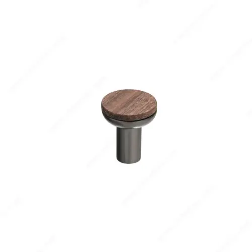 Modern Metal and Wood Knob - 1350 Walnut / Ash Gray Modern Metal and Wood Knob - 1350 Walnut / Ash Gray