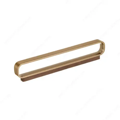 Modern Metal and Wood Pull - 1358 Walnut / Honey Gold Modern Metal and Wood Pull - 1358 Walnut / Honey Gold