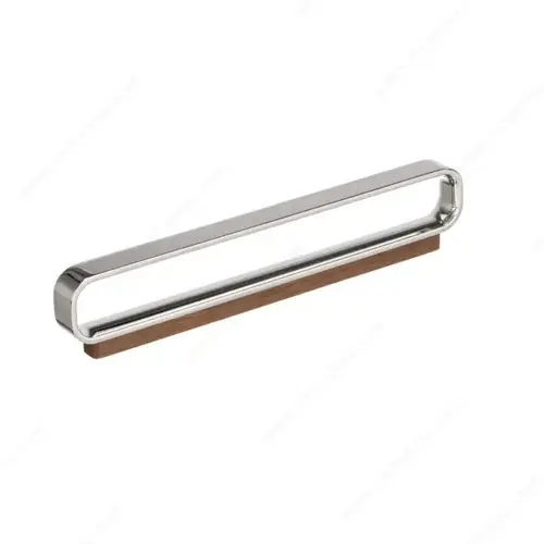 Modern Metal and Wood Pull - 1358 Polished Nickel / Walnut Modern Metal and Wood Pull - 1358 Polished Nickel / Walnut