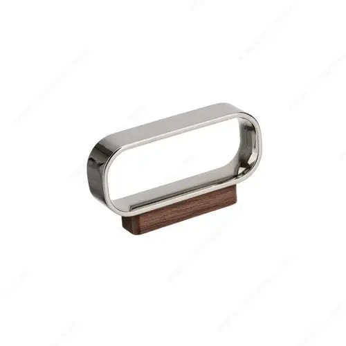Modern Metal and Wood Pull - 1358 Polished Nickel / Walnut Modern Metal and Wood Pull - 1358 Polished Nickel / Walnut