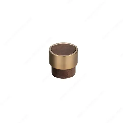 Modern Wood and Metal Knob - 1359 Walnut / Honey Gold Modern Wood and Metal Knob - 1359 Walnut / Honey Gold