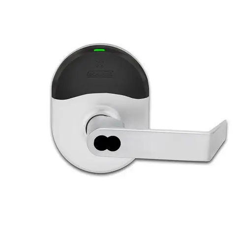 NDE Series Wireless Cylindrical Vandlgard Storeroom Lock Small Format Less Core Rhodes Lever Bright Brass Finish NDE Series Wireless Cylindrical Vandlgard Storeroom Lock Small Format Less Core Rhodes Lever Bright Brass Finish