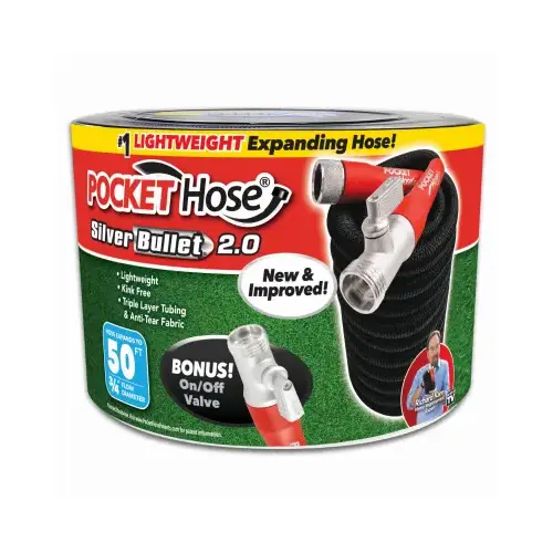Silver Bullet Expanding Garden Hose, 3/4 in, 50 ft L, Plastic, Black Silver Bullet Expanding Garden Hose, 3/4 in, 50 ft L, Plastic, Black