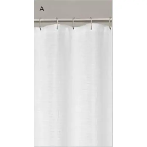 70 In. x 72 In. Spa Waffle White Decorative Fabric Shower Curtain 70 In. x 72 In. Spa Waffle White Decorative Fabric Shower Curtain