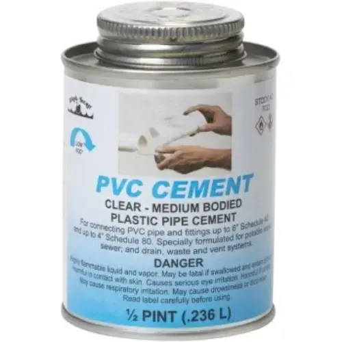 PVC SOLVENT CEMENT MED BODIED CLEAR 8OZ PVC SOLVENT CEMENT MED BODIED CLEAR 8OZ