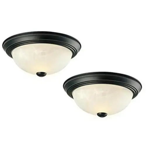 Flush Mount Ceiling Light, 11-1/4" Wide, 2-Light, Oil Rubbed Bronze, Pack of 2 Flush Mount Ceiling Light, 11-1/4" Wide, 2-Light, Oil Rubbed Bronze, Pack of 2
