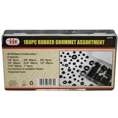 Rubber Grommet Assortment, 8 Sizes, Pack of 180 Rubber Grommet Assortment, 8 Sizes, Pack of 180