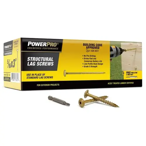 Power Pro Structural Lag Screw, 5/16" x 3", Star Drive, Box of 40 Power Pro Structural Lag Screw, 5/16" x 3", Star Drive, Box of 40