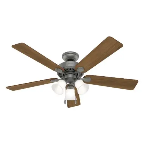 Swanson 52 inch Ceiling Fan with LED Light, Matte Silver Swanson 52 inch Ceiling Fan with LED Light, Matte Silver
