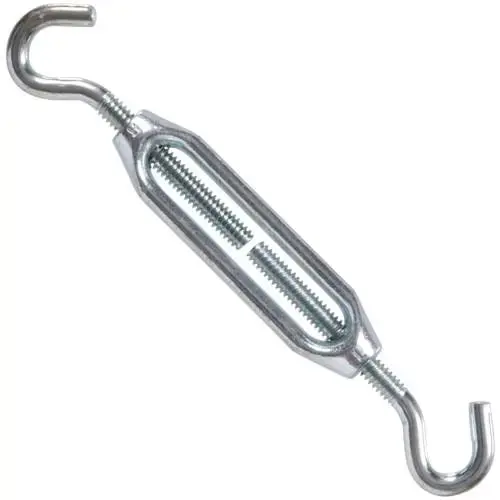 Hook & Hook Turnbuckle, Zinc-Plated, 1/4"-20, 7-3/8" Length Hook & Hook Turnbuckle, Zinc-Plated, 1/4"-20, 7-3/8" Length
