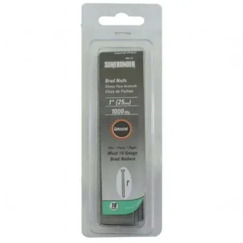 Brad Nails, 18 Gauge, 1 Inch, Galvanized, Box of 1000 Brad Nails, 18 Gauge, 1 Inch, Galvanized, Box of 1000
