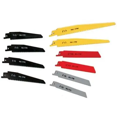 Reciprocating Saw Blade Set, 1/2" Shank, Wood and Metal Cutting, Pack of 10 Reciprocating Saw Blade Set, 1/2" Shank, Wood and Metal Cutting, Pack of 10