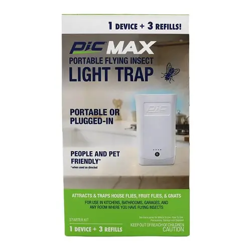 PIC Flying Insect Dual Portable Plug-In Trap, Solid, 5-5/8 in L Trap, 3-3/8 in W Trap, White PIC Flying Insect Dual Portable Plug-In Trap, Solid, 5-5/8 in L Trap, 3-3/8 in W Trap, White