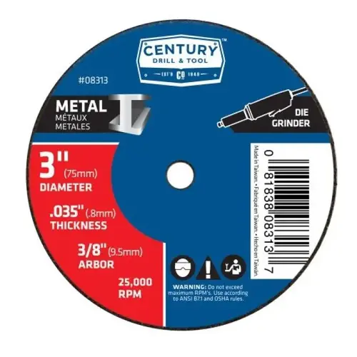 CUTTING WHEEL 3IN .035IN THICK TYPE 1A CUTTING WHEEL 3IN .035IN THICK TYPE 1A