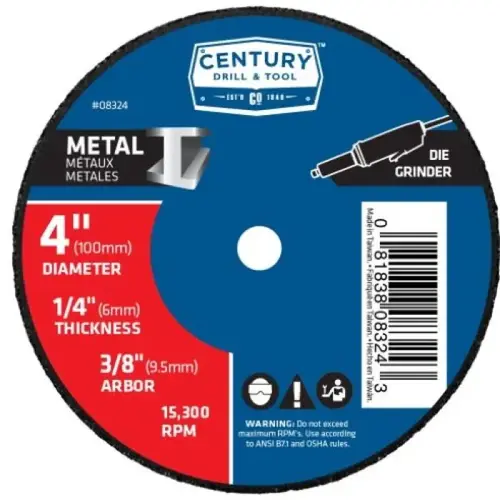 GRINDING WHEEL 4IN 1/4IN THICK TYPE 1 GRINDING WHEEL 4IN 1/4IN THICK TYPE 1