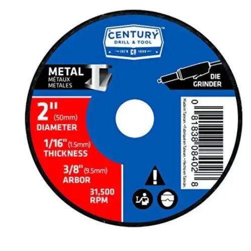CUTTING WHEEL 2IN 1/16IN THICK TYPE 1A CUTTING WHEEL 2IN 1/16IN THICK TYPE 1A