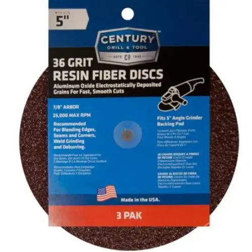 RESIN FIBER DISC 5IN 36 GRIT 3PAK RESIN FIBER DISC 5IN 36 GRIT 3PAK