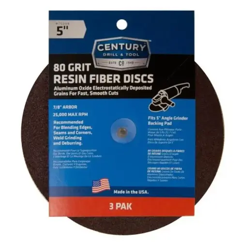 RESIN FIBER DISC 5IN 80 GRIT 3PAK RESIN FIBER DISC 5IN 80 GRIT 3PAK