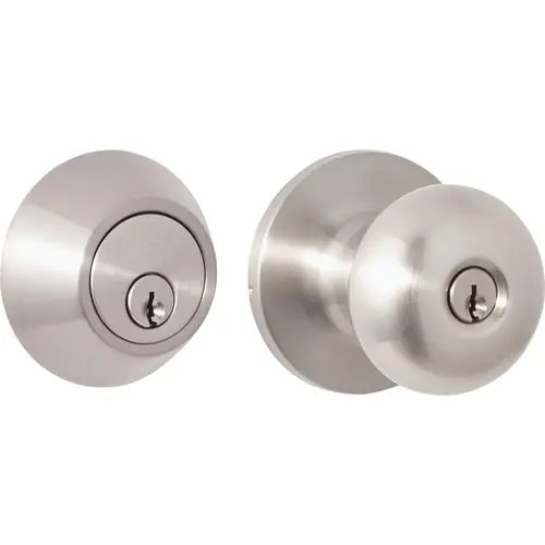 Brushed Nickel Deadbolt and Door Knob Combo Brushed Nickel Deadbolt and Door Knob Combo