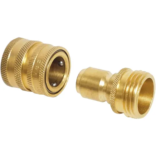 1 Male, 1 Female Brass Garden Hose Quick Connect Connector Set 1 Male, 1 Female Brass Garden Hose Quick Connect Connector Set