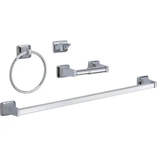 Vista 4-Piece Bath Hardware Set, Chrome Vista 4-Piece Bath Hardware Set, Chrome