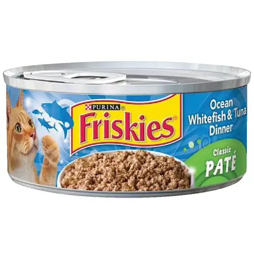 Friskies 5.5 Oz. Ocean Whitefish & Tuna Dinner Flavor All Ages Wet Cat Food - pack of 24 Friskies 5.5 Oz. Ocean Whitefish & Tuna Dinner Flavor All Ages Wet Cat Food - pack of 24