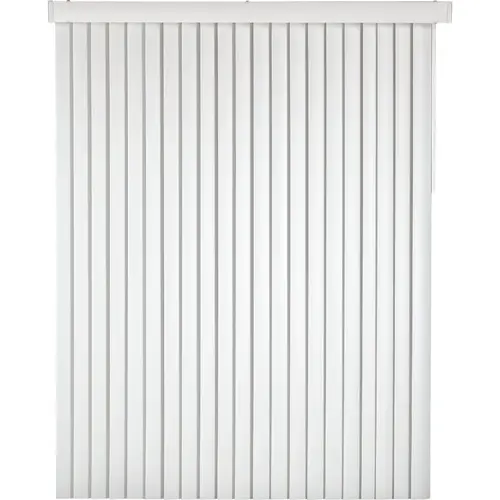 78 In. x 84 In. x 3.5 In. White Vinyl Room Darkening Vertical Cordless Blind 78 In. x 84 In. x 3.5 In. White Vinyl Room Darkening Vertical Cordless Blind