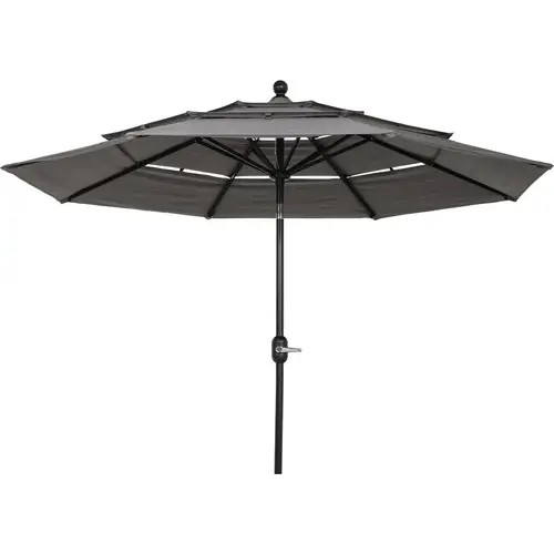 9 Ft. 3-Tier Tilt/Crank Smoke Gray Patio Umbrella 9 Ft. 3-Tier Tilt/Crank Smoke Gray Patio Umbrella