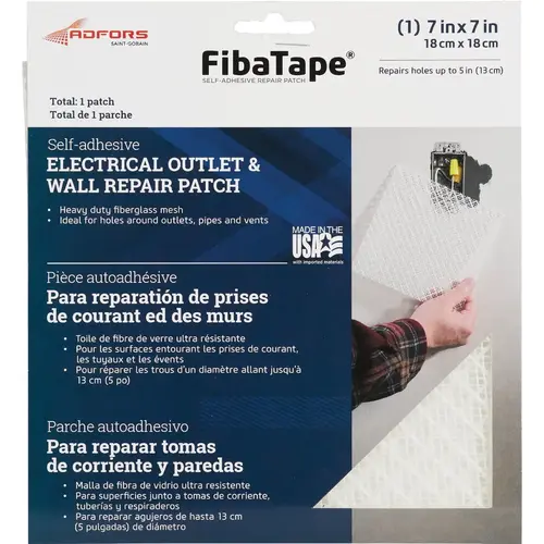 7 In. x 7 In. Electrical Outlet Self-Adhesive Drywall Patch 7 In. x 7 In. Electrical Outlet Self-Adhesive Drywall Patch