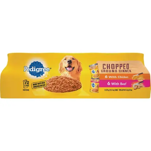 Traditional Chopped Ground Dinner Chicken/Beef Variety Wet Dog Food - pack of 12 Traditional Chopped Ground Dinner Chicken/Beef Variety Wet Dog Food - pack of 12