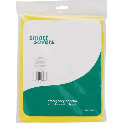 52 In. x 40 In. Yellow Lightweight Rain Poncho 52 In. x 40 In. Yellow Lightweight Rain Poncho