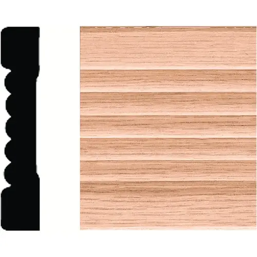 7/16 In. W. x 2-1/4 In. H. x 7 Ft. L. Natural Solid Oak Fluted Wood Casing - pack of 6 7/16 In. W. x 2-1/4 In. H. x 7 Ft. L. Natural Solid Oak Fluted Wood Casing - pack of 6