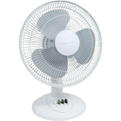12 In. 3-Speed White Oscillating Table Fan 12 In. 3-Speed White Oscillating Table Fan