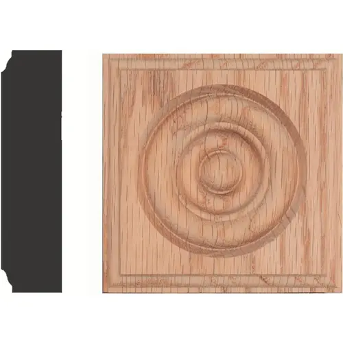 7/8 In. x 3-1/2 In. Unfinished Red Oak Rosette Block 7/8 In. x 3-1/2 In. Unfinished Red Oak Rosette Block