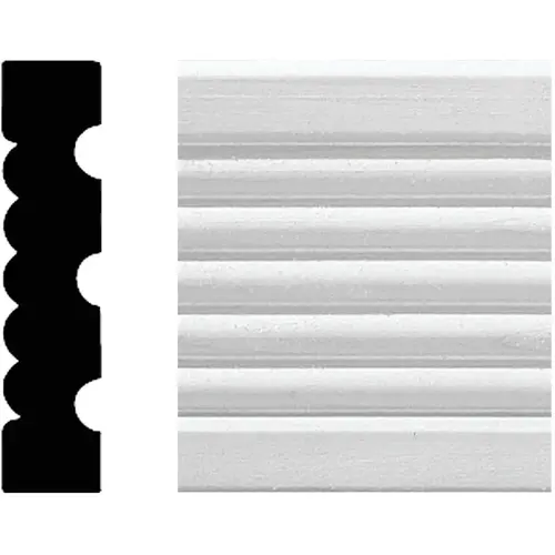 3/4 In. W. x 3-1/4 In. H. x 8 Ft. L. White MDF Fluted Casing Molding - pack of 6 3/4 In. W. x 3-1/4 In. H. x 8 Ft. L. White MDF Fluted Casing Molding - pack of 6