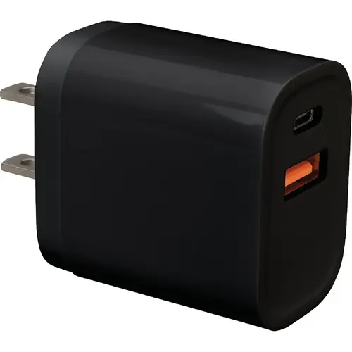 AC Outlet Black Fast Charge 18W Wall USB-C Charger with Power Delivery (PD) & QC AC Outlet Black Fast Charge 18W Wall USB-C Charger with Power Delivery (PD) & QC