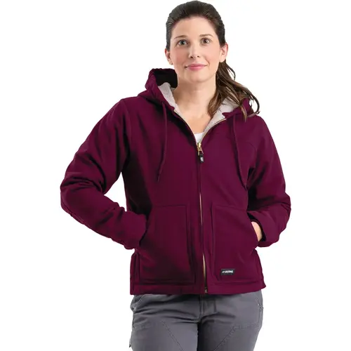 Women's 2XL Plum Sherpa-Lined Softstone Duck Hooded Jacket Women's 2XL Plum Sherpa-Lined Softstone Duck Hooded Jacket