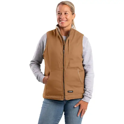 Softstone Women's Medium Brown Duck Sherpa-Lined Vest Softstone Women's Medium Brown Duck Sherpa-Lined Vest