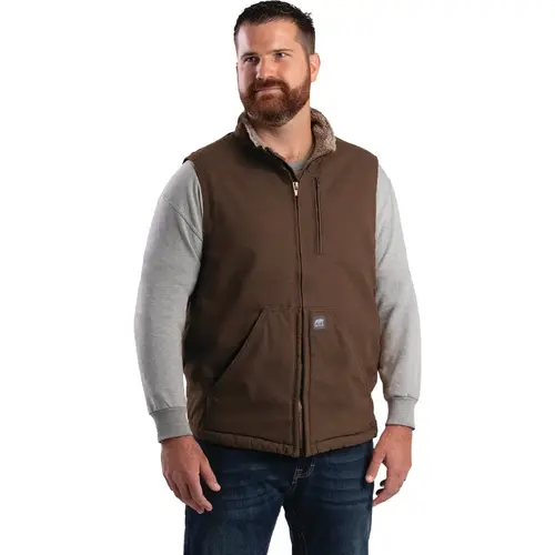Heartland Men's XL Bark Sherpa-Lined Washed Duck Vest Heartland Men's XL Bark Sherpa-Lined Washed Duck Vest
