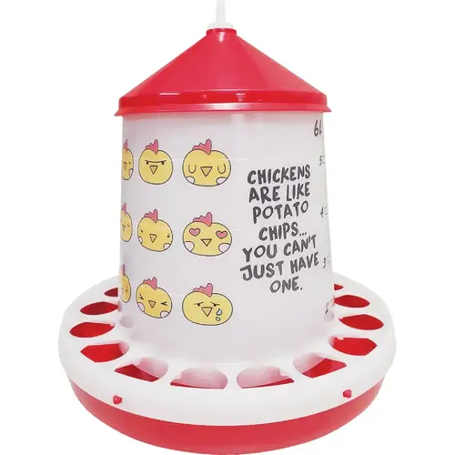 9 Lb. Capacity Fun Chicken Feeder Red & White 9 Lb. Capacity Fun Chicken Feeder Red & White