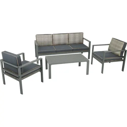 4-Piece Aluminum Sofa Patio Chat Set with PFAS-Free Fabric 4-Piece Aluminum Sofa Patio Chat Set with PFAS-Free Fabric