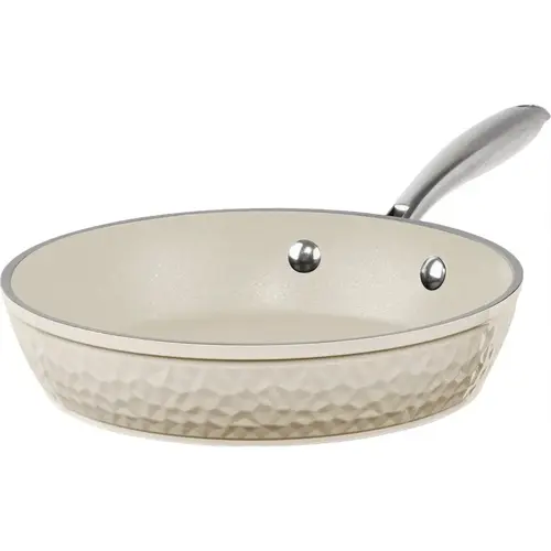 10 In. Hammered Cream Collection Fry Pan With Lid 10 In. Hammered Cream Collection Fry Pan With Lid