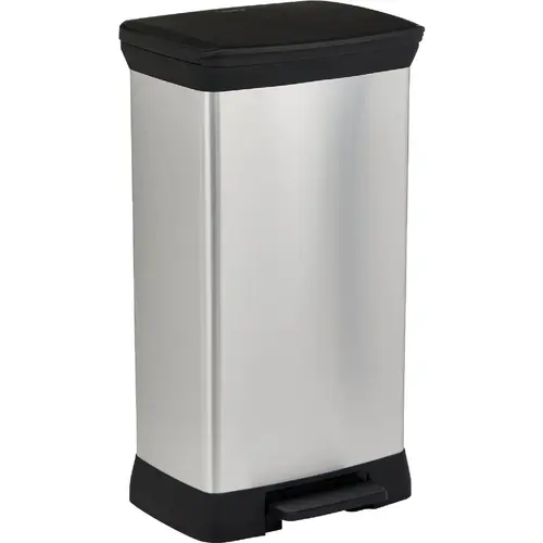 Deco 13 Gal. Trash Bin Silver and Black Deco 13 Gal. Trash Bin Silver and Black
