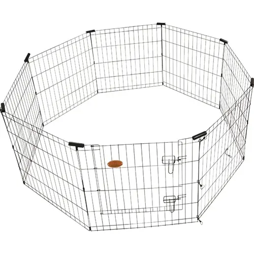 30 In. H. x 24 In. W. Black Steel 8-Panel Exercise Pen 30 In. H. x 24 In. W. Black Steel 8-Panel Exercise Pen