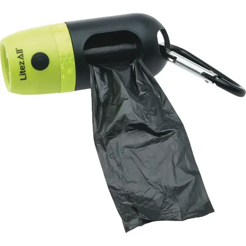 Dog Waste Bag Dispenser & 200 Lm. Rechargeable LED Flashlight Dog Waste Bag Dispenser & 200 Lm. Rechargeable LED Flashlight