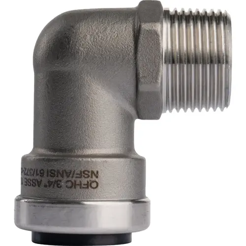 3/4 In. Push-to-Connect x 3/4 In. MNPT Stainless Steel 90-Degree Elbow 3/4 In. Push-to-Connect x 3/4 In. MNPT Stainless Steel 90-Degree Elbow
