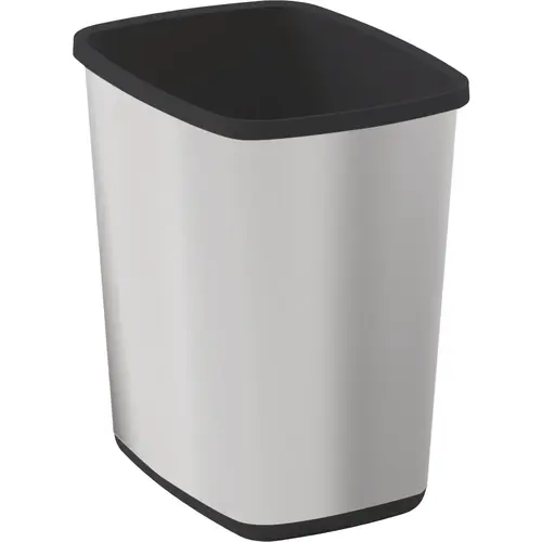 Metro Vanity 6.6 Gal. Wastebasket Silver and Black Metro Vanity 6.6 Gal. Wastebasket Silver and Black