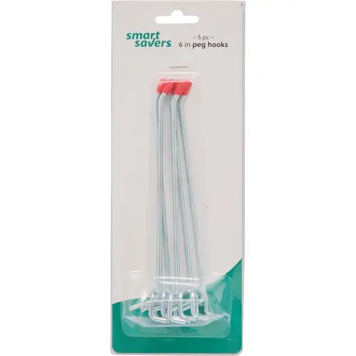 6 In. Angled Pegboard Hook (5-Count) 6 In. Angled Pegboard Hook (5-Count)