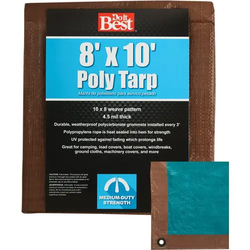 1 Side Green/1 Side Brown Woven 8 Ft. x 10 Ft. Medium Duty Poly Tarp 1 Side Green/1 Side Brown Woven 8 Ft. x 10 Ft. Medium Duty Poly Tarp